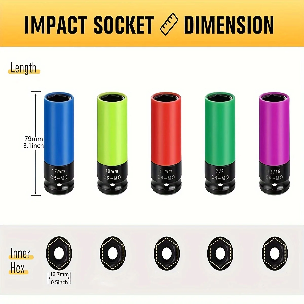 Impact Socket Thin Wall Deep Metric Set - Conjunto de Soquetes de Impacto Métricos