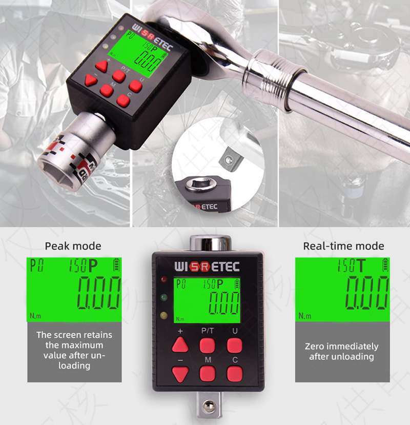 Electronic Torque Adapter 3/8 1/2 Digital - WISRETEC-Digital Torque Wrench Adapter, ferramenta eletrônica