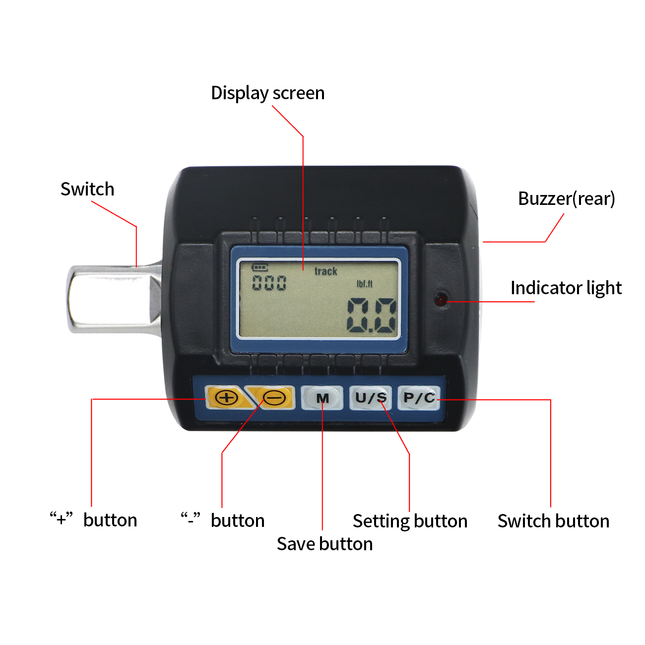 Shahe adaptador de torque digi - Electronic Torque Adapter 3/8 1/2 Digital avaliação e preço
